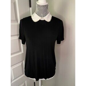 All Row Blouse Wednesday Adams Peter Pan Collar with Pearls sz Small Womens